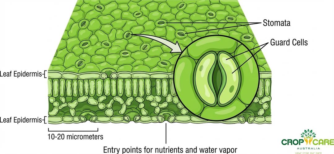 Leaf stomata anatomy showing entry points for nutrients